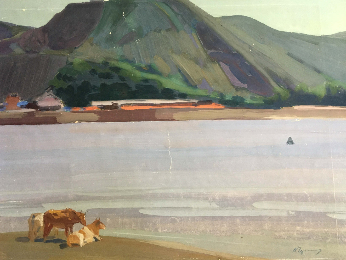 Gouache painting Overlooking the mountains Chernikov Vladimir Mikhailovich