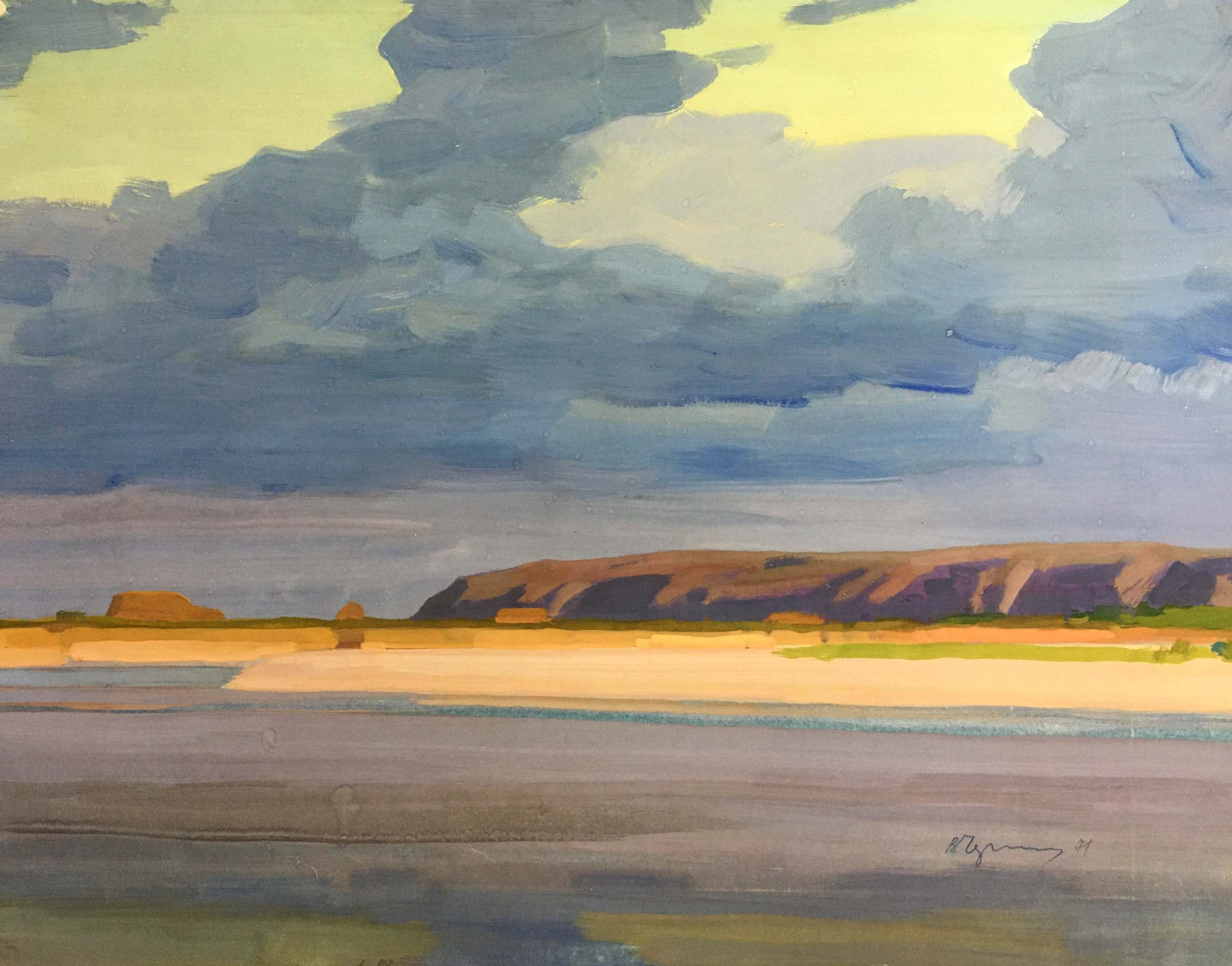 Gouache painting Shore landscape Chernikov Vladimir Mikhailovich