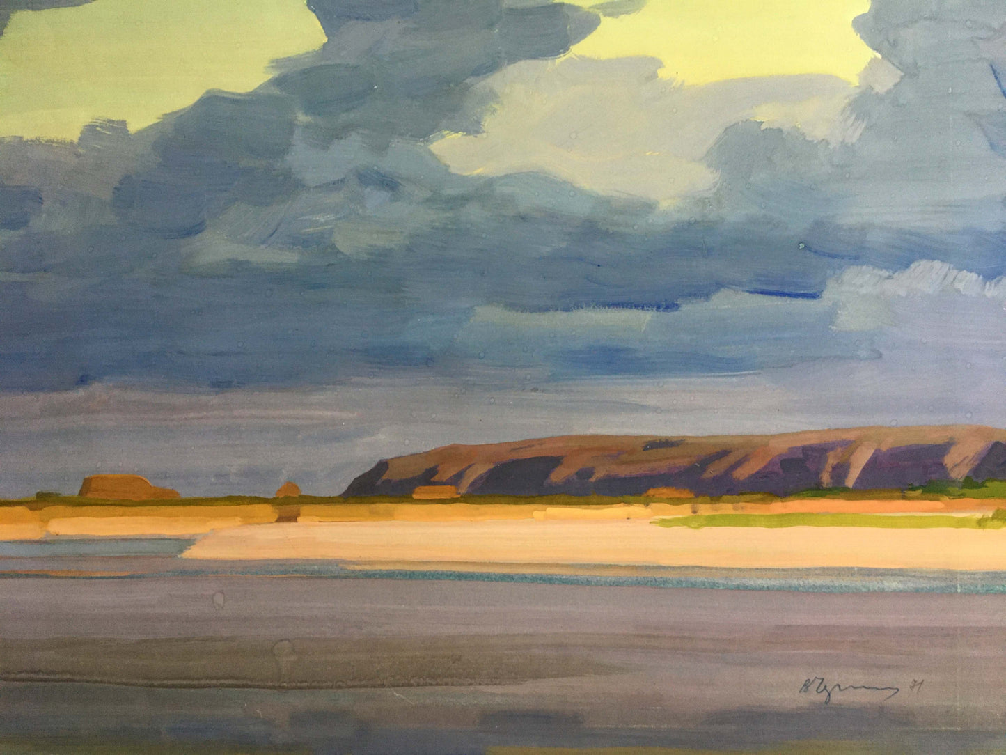 Gouache painting Shore landscape Chernikov Vladimir Mikhailovich