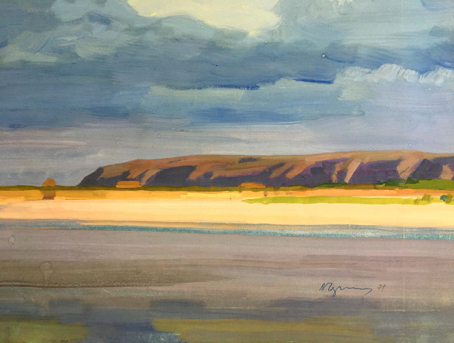 Gouache painting Shore landscape Chernikov Vladimir Mikhailovich