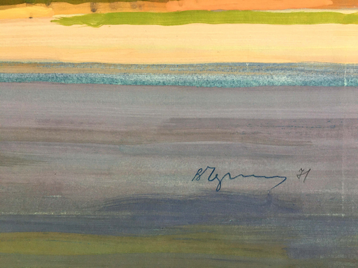 Gouache painting Shore landscape Chernikov Vladimir Mikhailovich