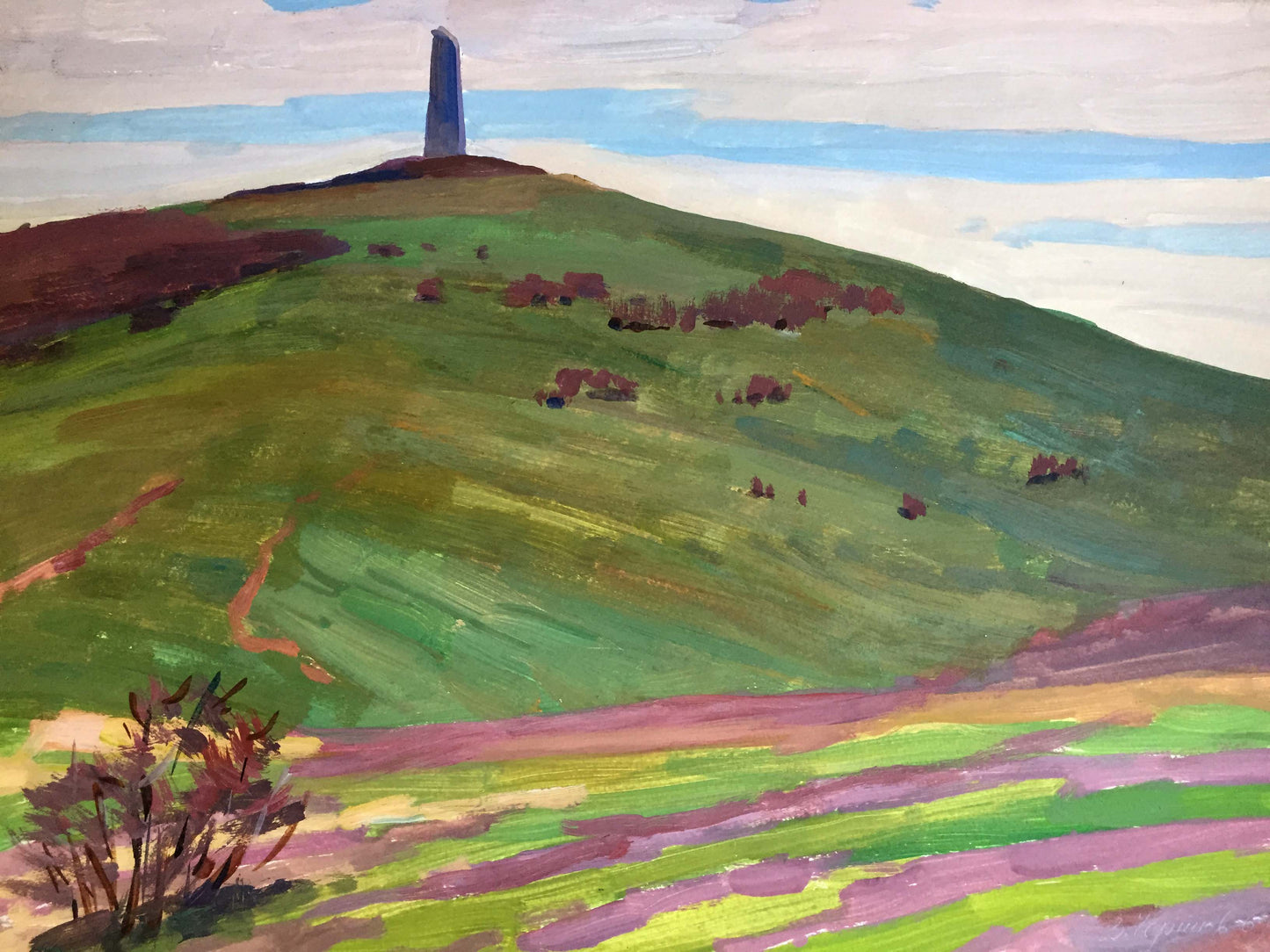 Gouache painting Mountain Monolith Vladimir Chernikov