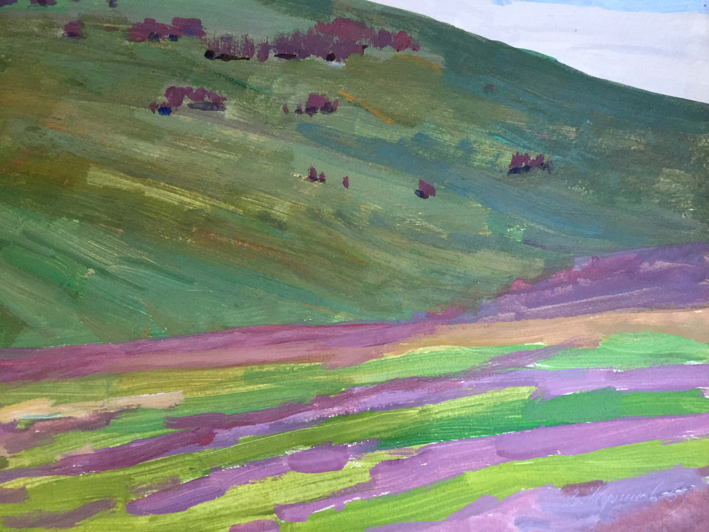 Gouache painting Mountain Monolith Vladimir Chernikov