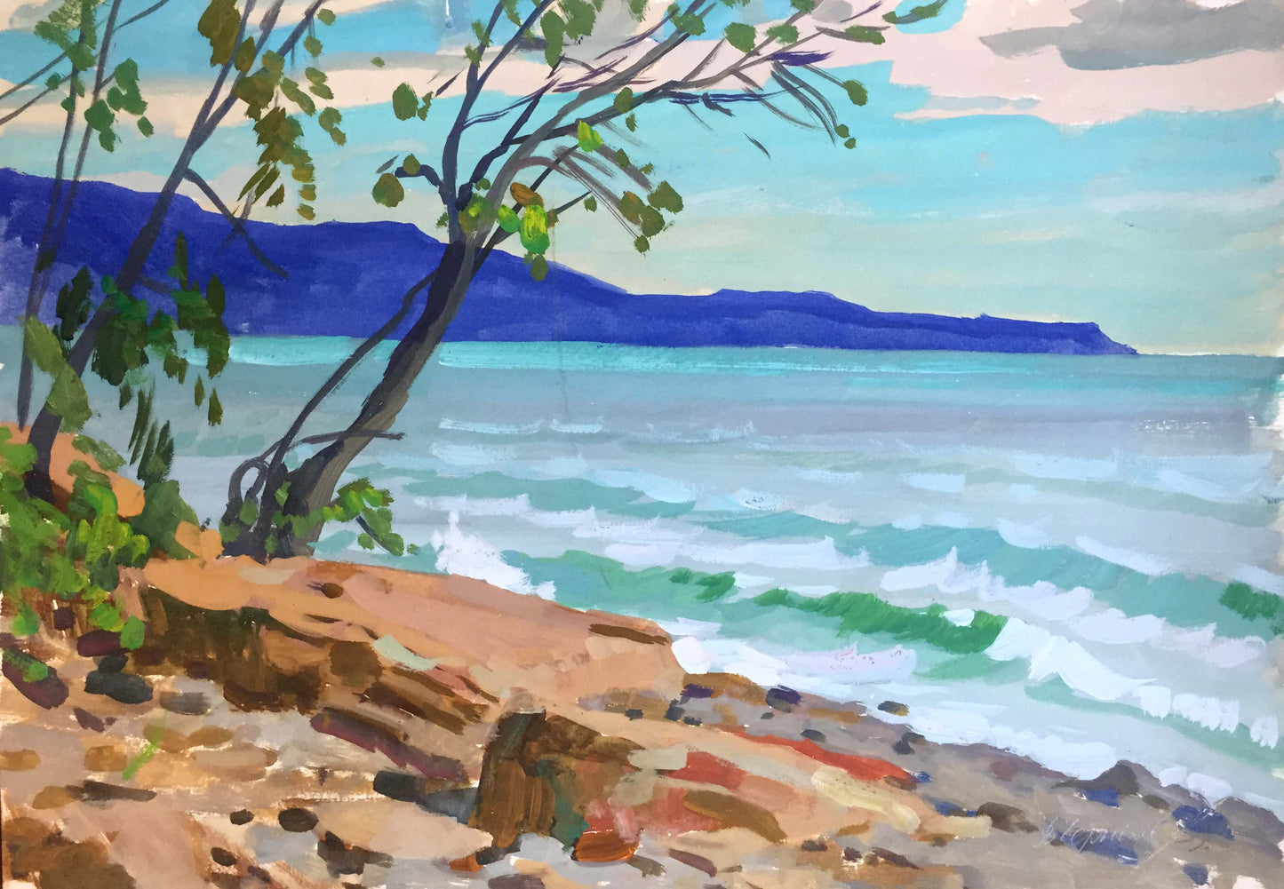 Gouache painting Seashore Splendor Vladimir Chernikov