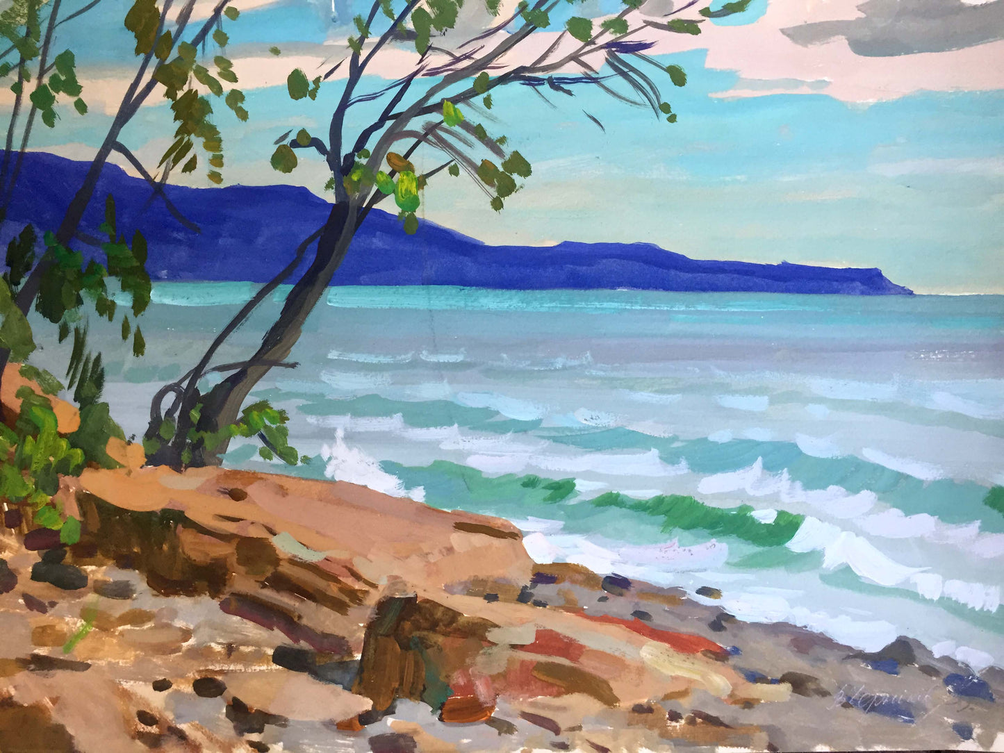 Gouache painting Seashore Splendor Vladimir Chernikov