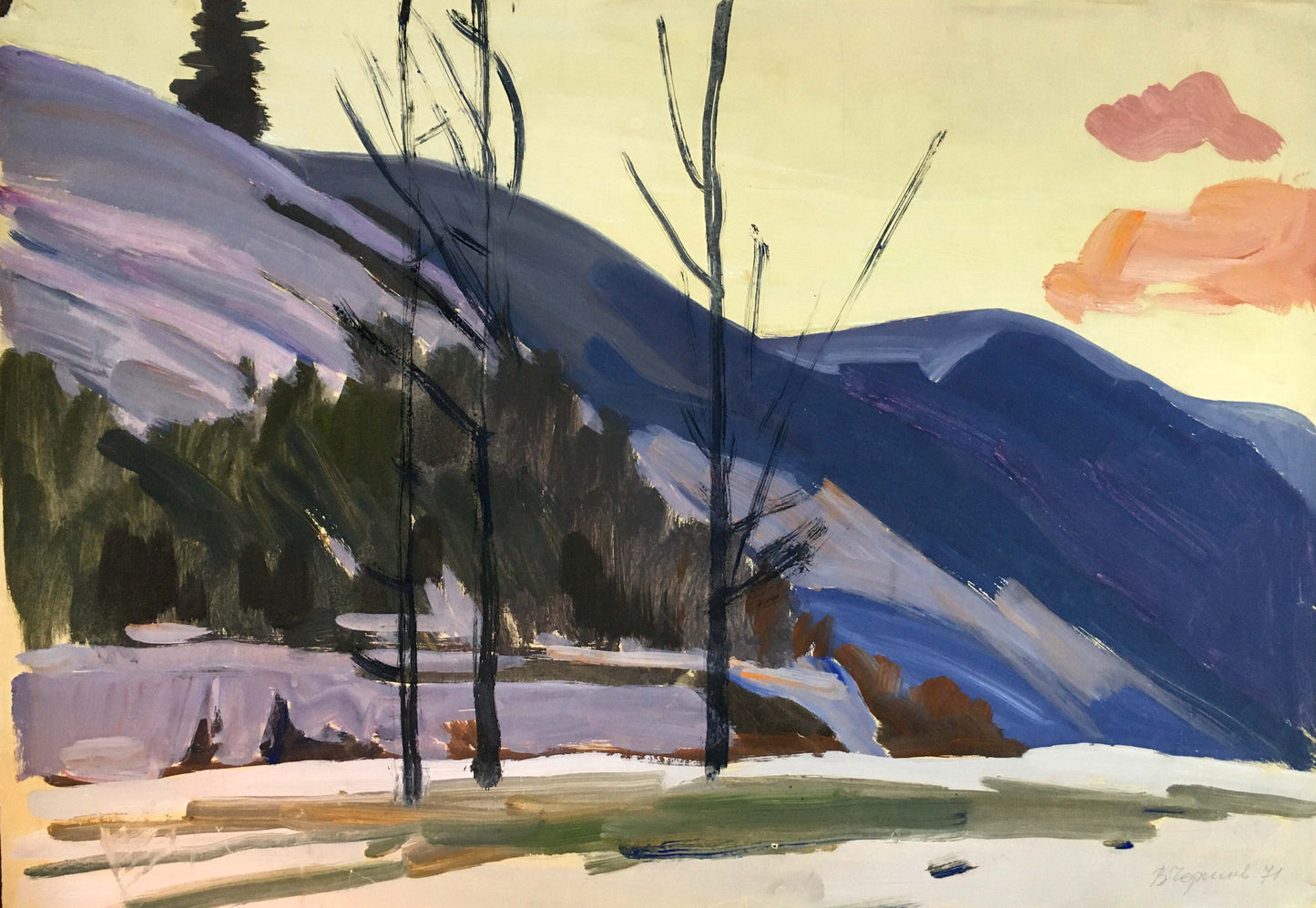Gouache painting Autumn landscape Vladimir Chernikov
