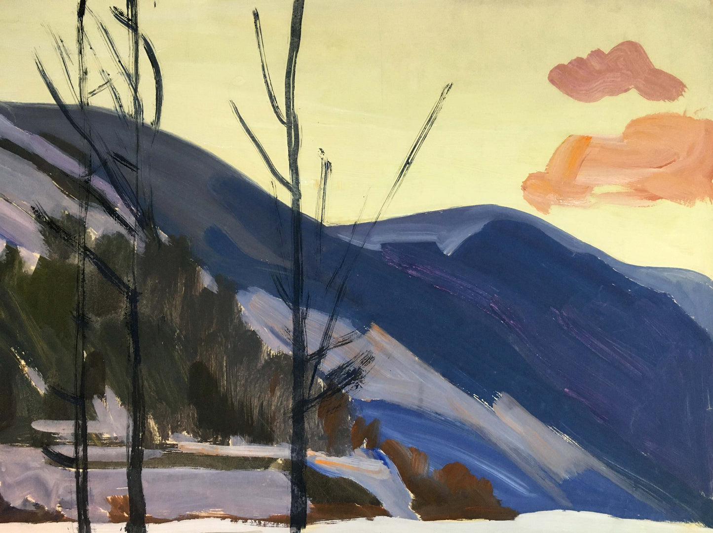 Gouache painting Autumn landscape Vladimir Chernikov