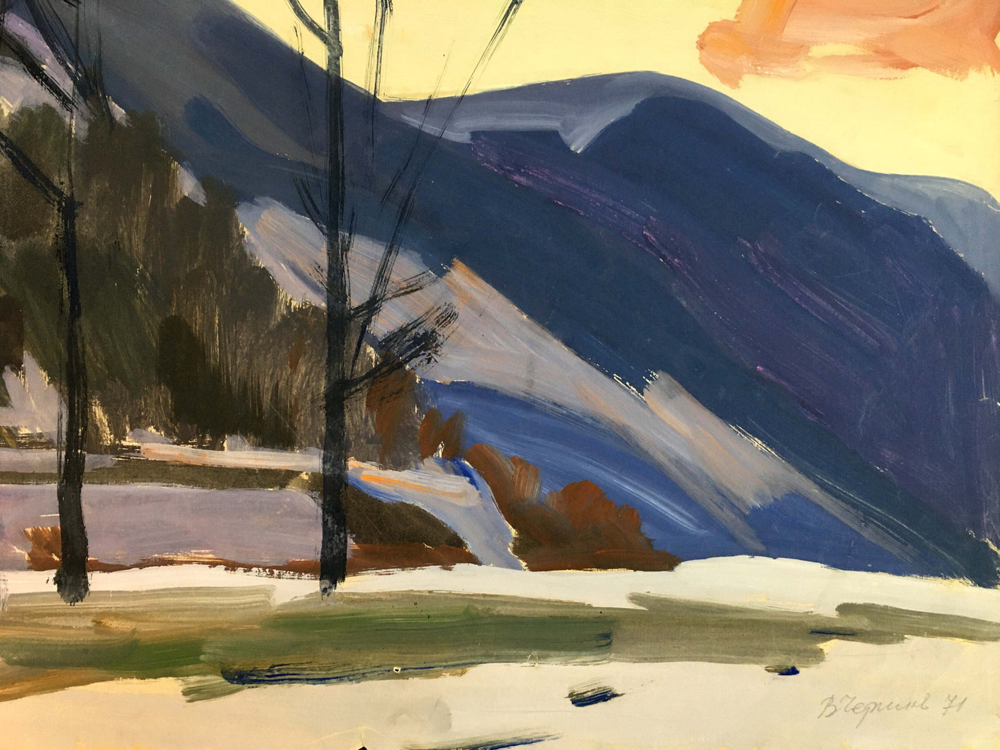 Gouache painting Autumn landscape Vladimir Chernikov