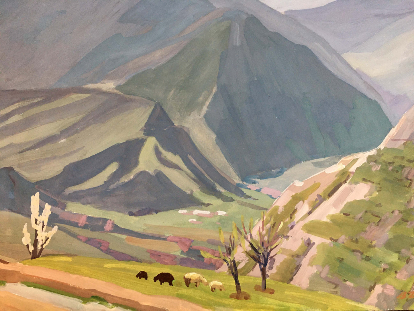 Gouache painting High Peak Tranquility Vladimir Chernikov