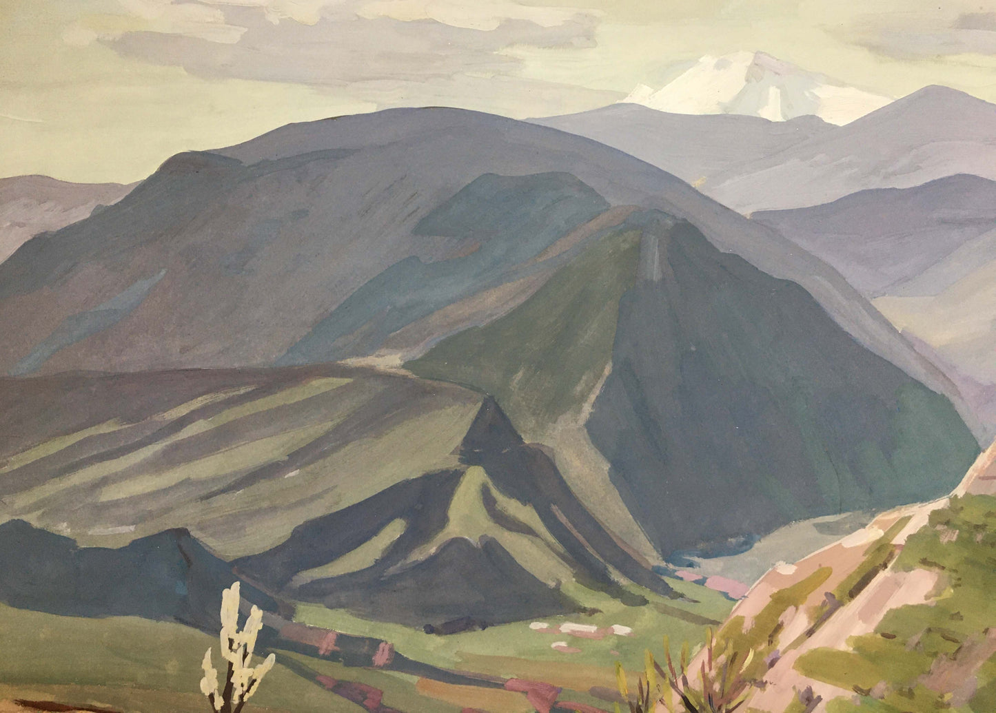 Gouache painting High Peak Tranquility Vladimir Chernikov
