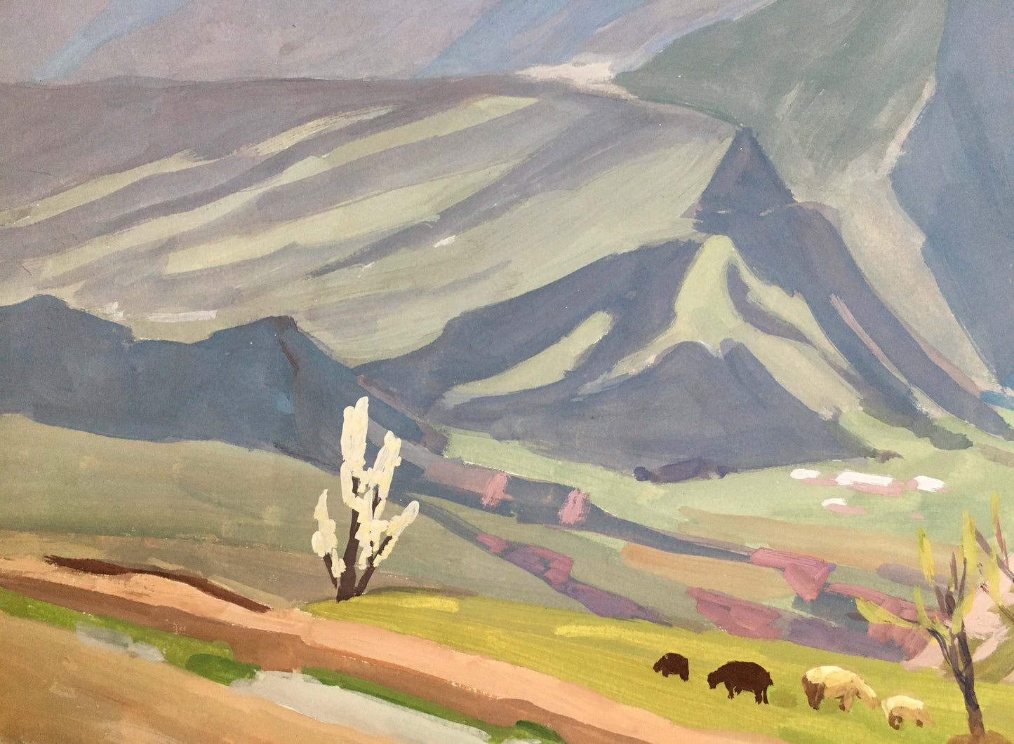 Gouache painting High Peak Tranquility Vladimir Chernikov