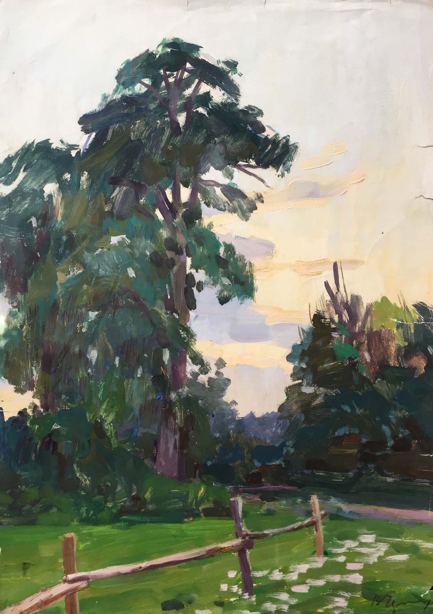 Gouache painting It's getting dark Chernikov Vladimir Mikhailovich
