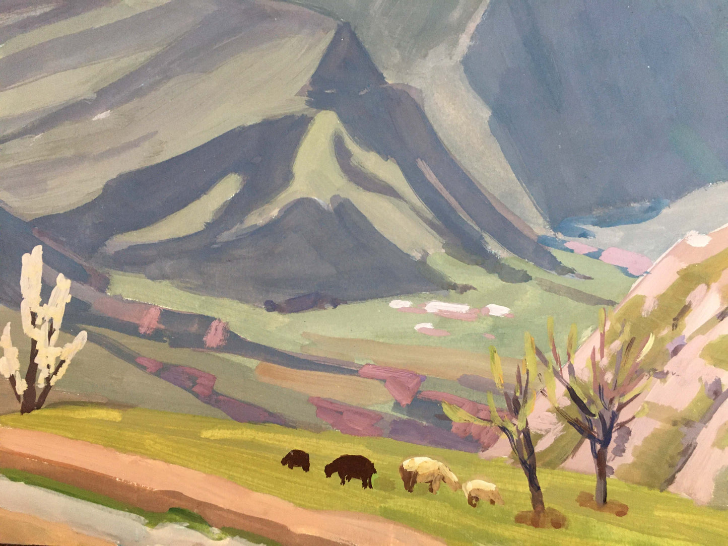 Gouache painting High Peak Tranquility Vladimir Chernikov