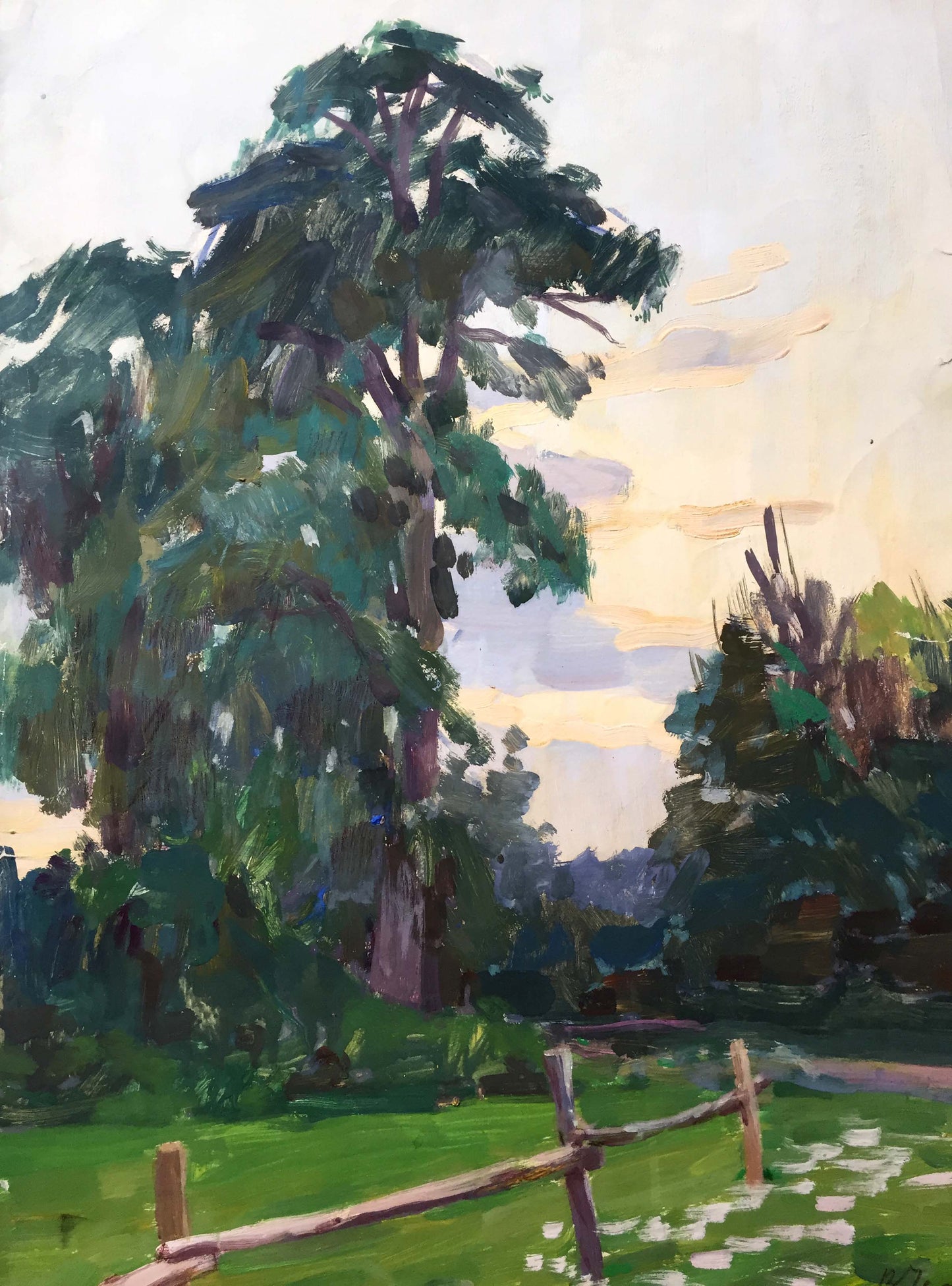 Gouache painting It's getting dark Chernikov Vladimir Mikhailovich