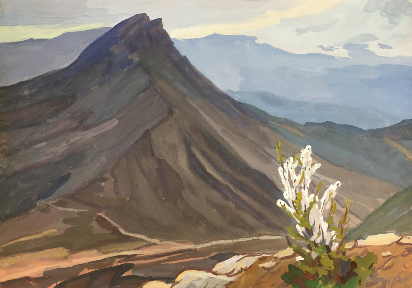 Gouache painting Mountain spire Vladimir Chernikov