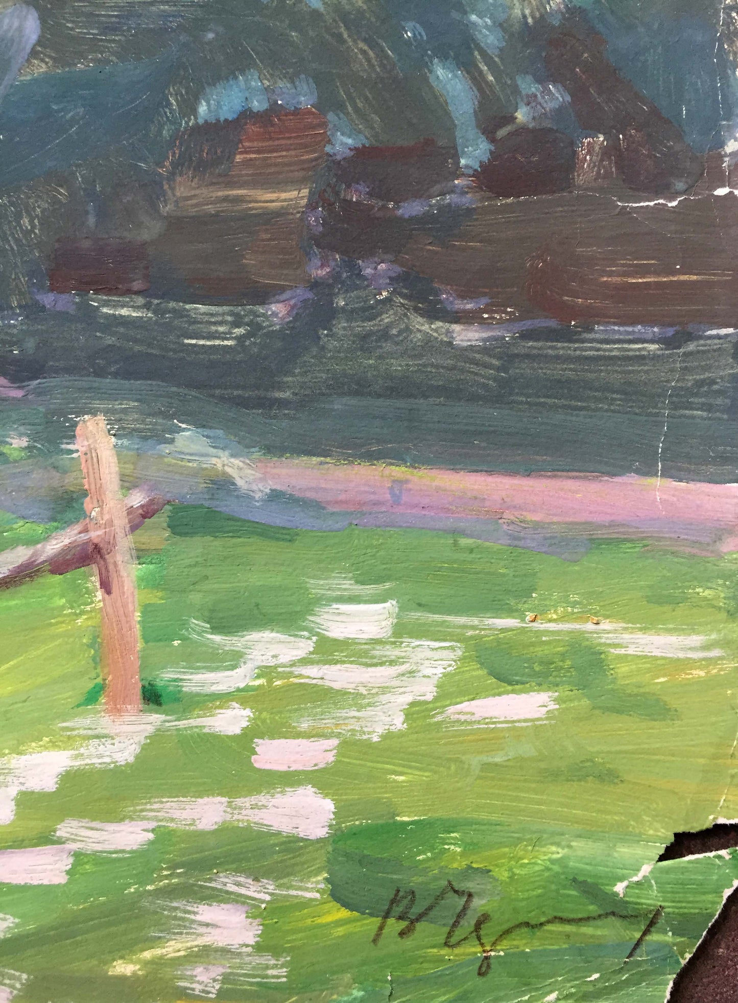 Gouache painting It's getting dark Chernikov Vladimir Mikhailovich