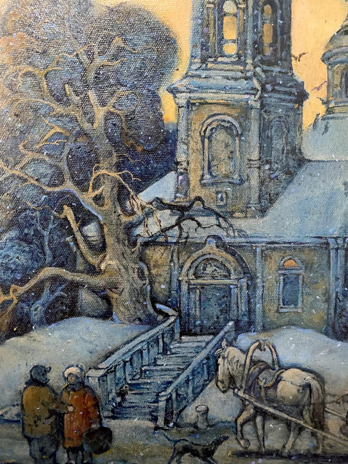 Church in Winter: Oleg Litvinov's Oil Artwork