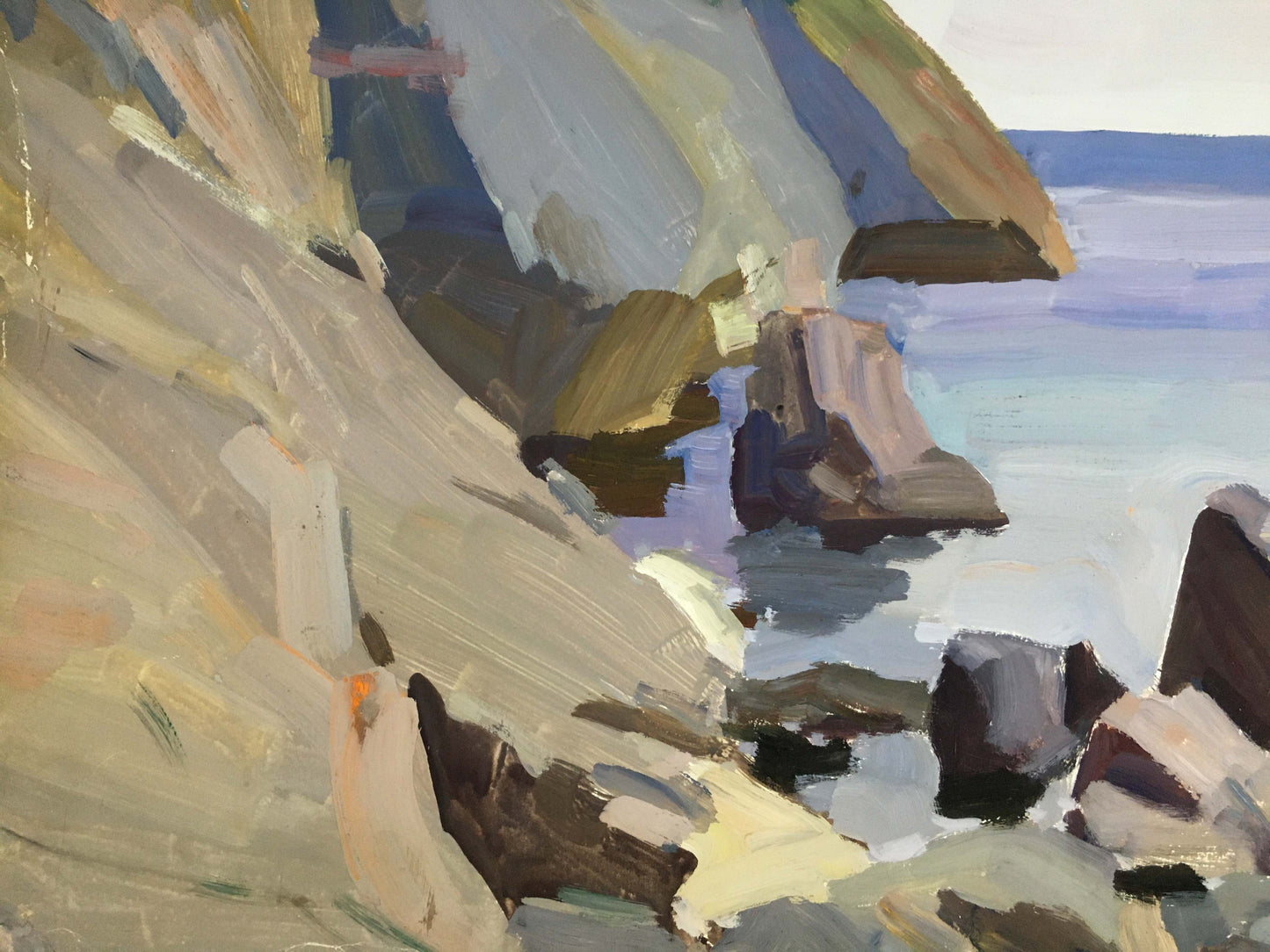 Gouache painting Rocky shore Chernikov Vladimir Mikhailovich