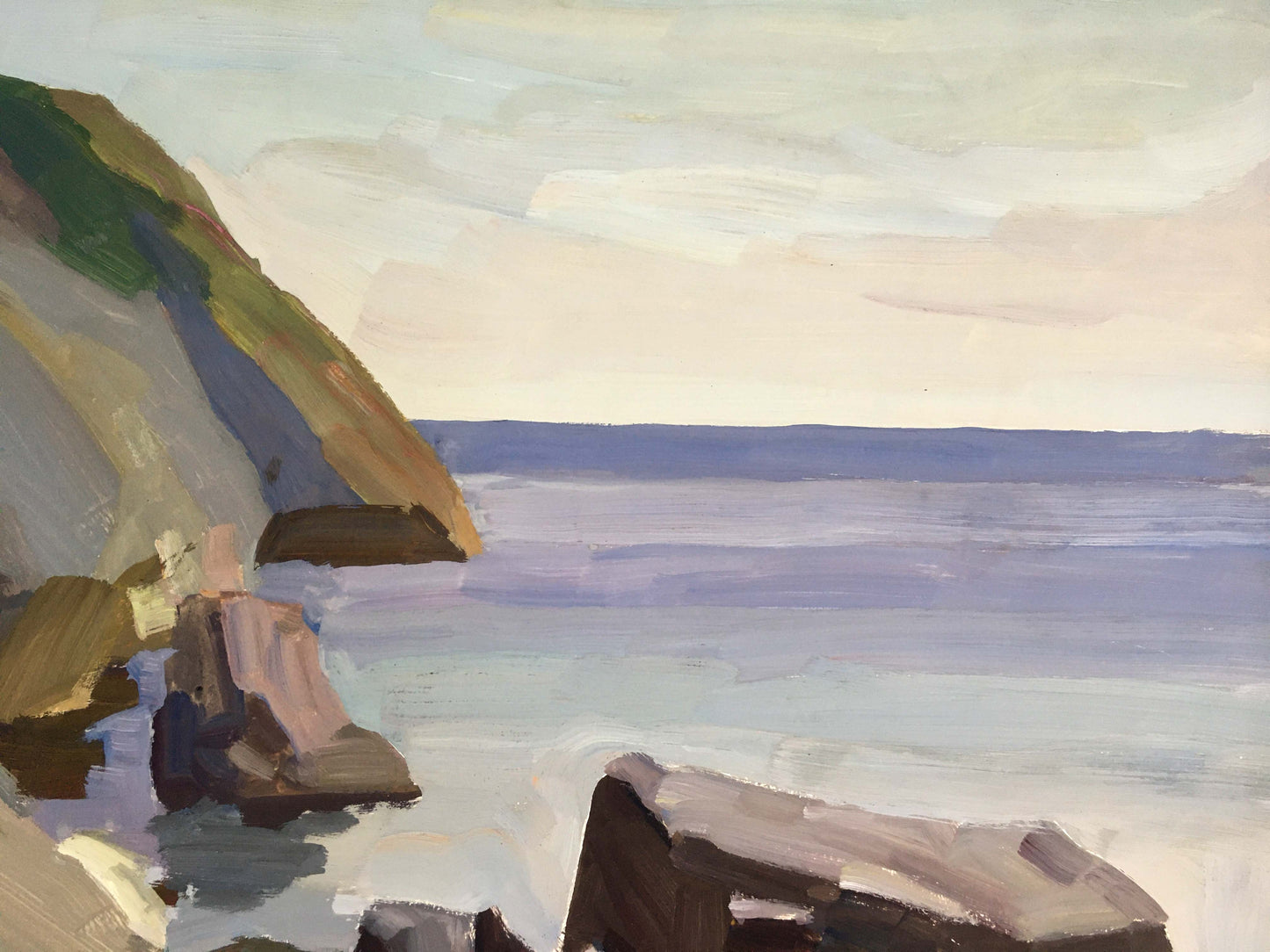 Gouache painting Rocky shore Chernikov Vladimir Mikhailovich