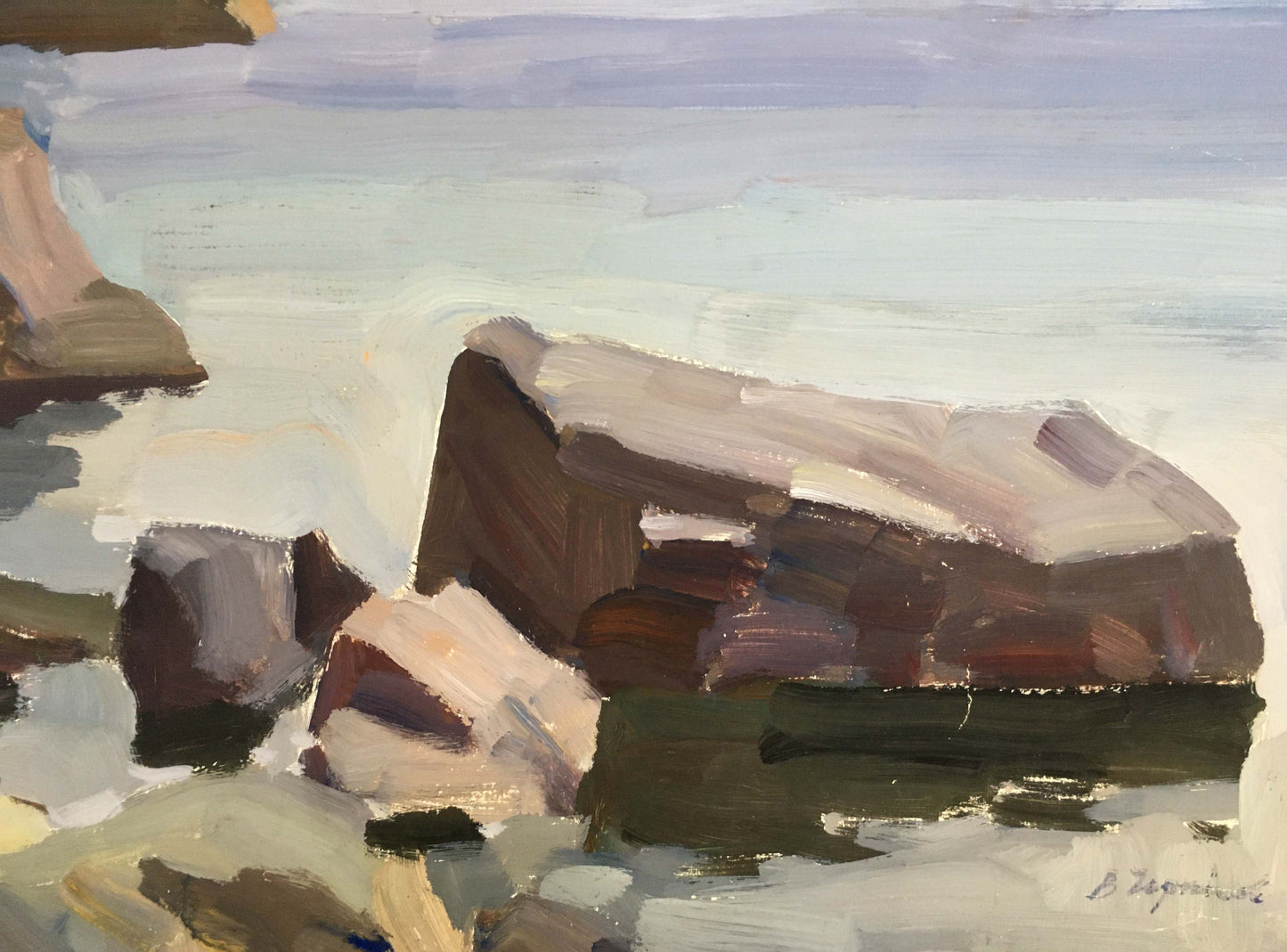 Gouache painting Rocky shore Chernikov Vladimir Mikhailovich