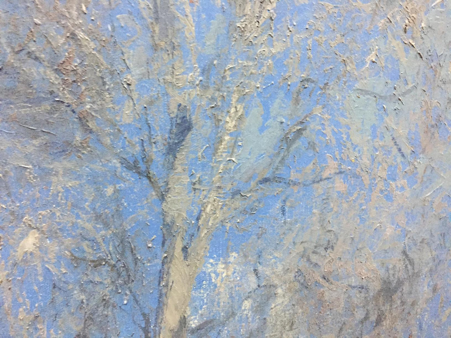 The essence of a blue spring is depicted in Alexey Fedorovich Vlasov's oil artwork