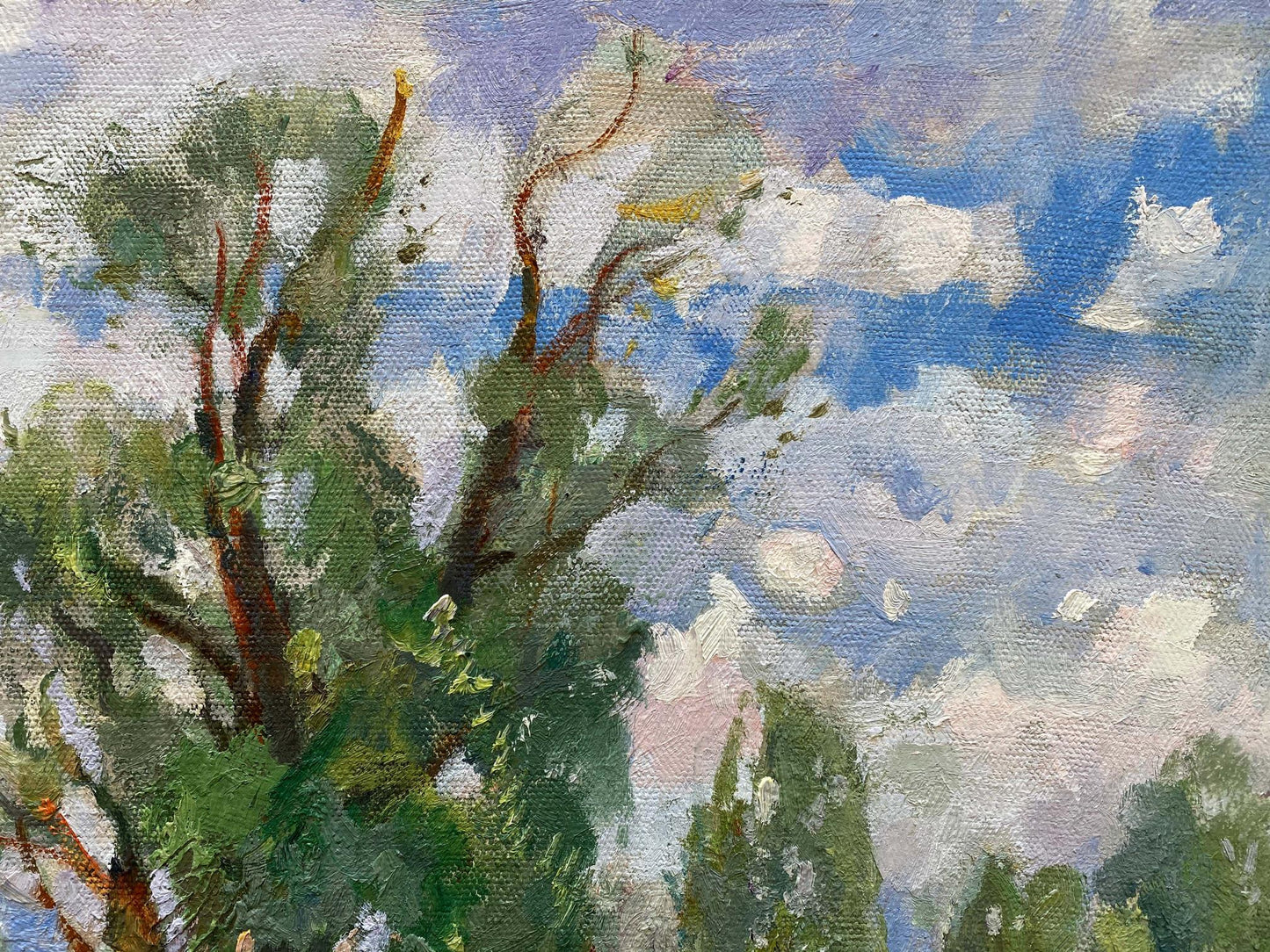 Oil painting Small lake in the forest Alexander Mynka