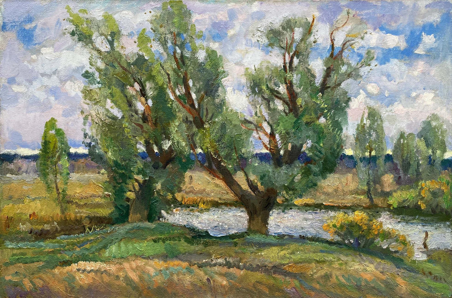 Oil painting Small lake in the forest Alexander Mynka