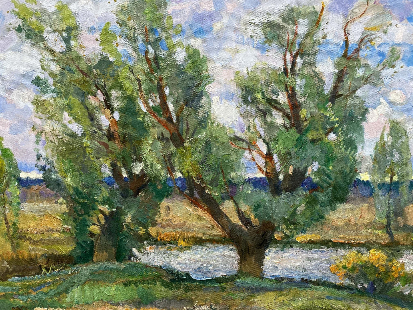 Oil painting Small lake in the forest Alexander Mynka