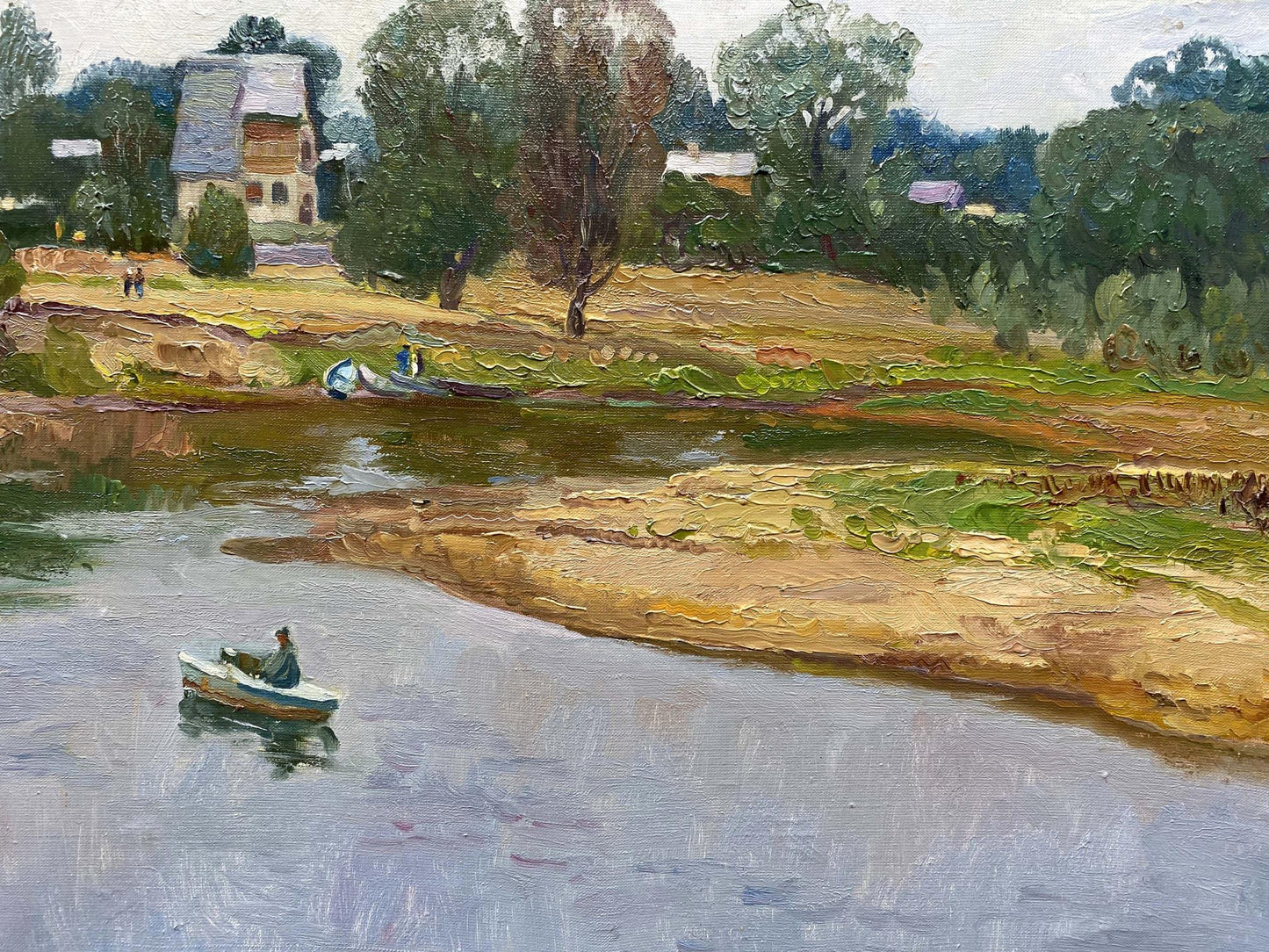 Oil painting River landscape Unknown artist