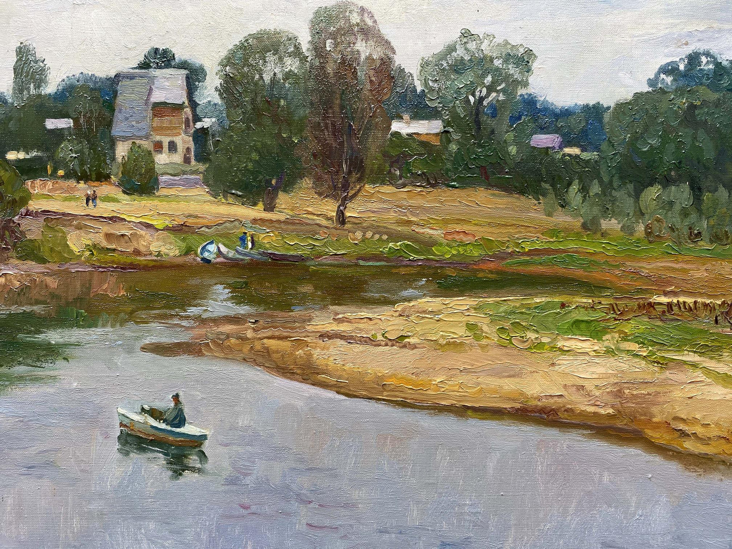 Oil painting River landscape Unknown artist