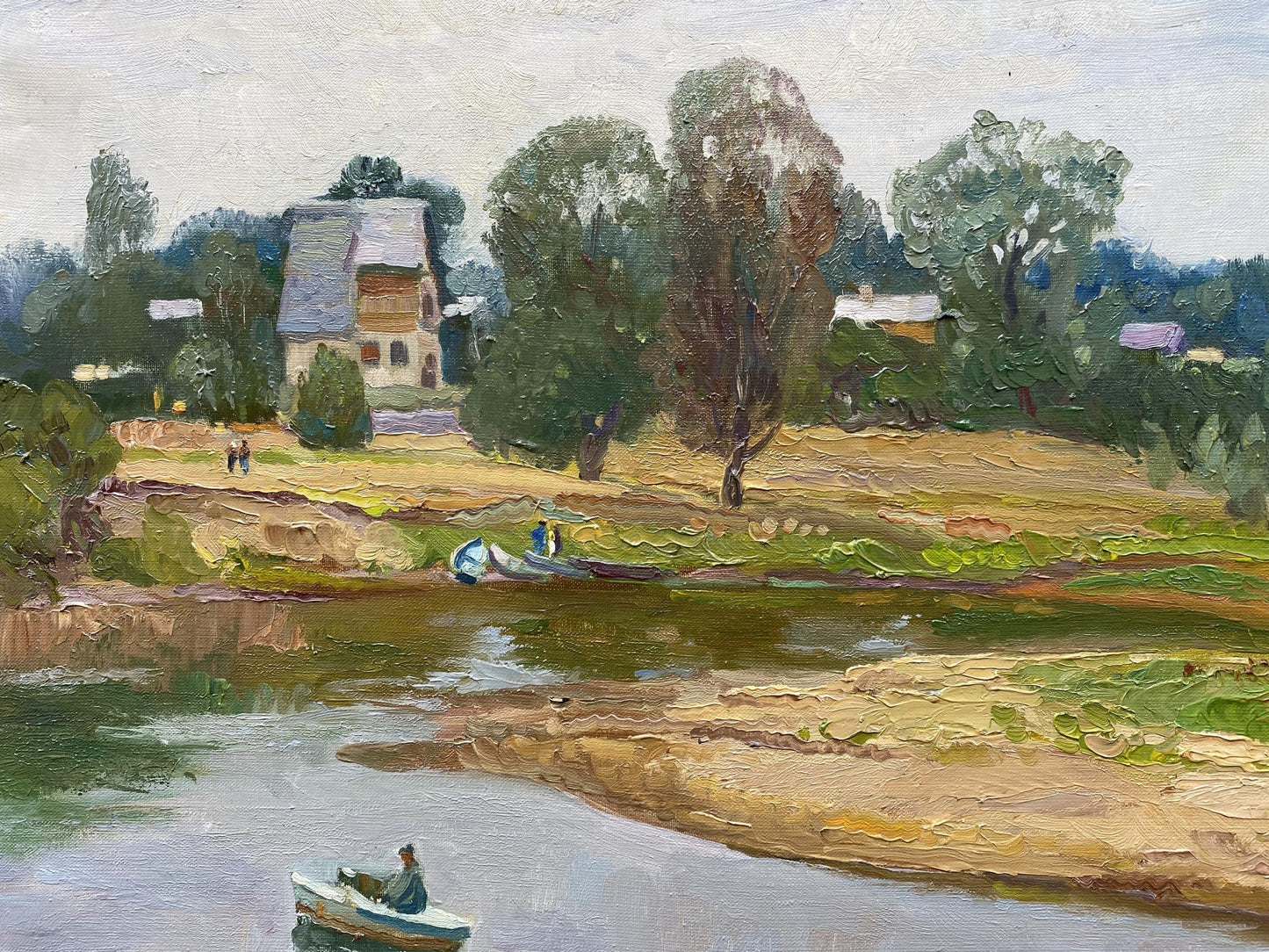 Oil painting River landscape Unknown artist
