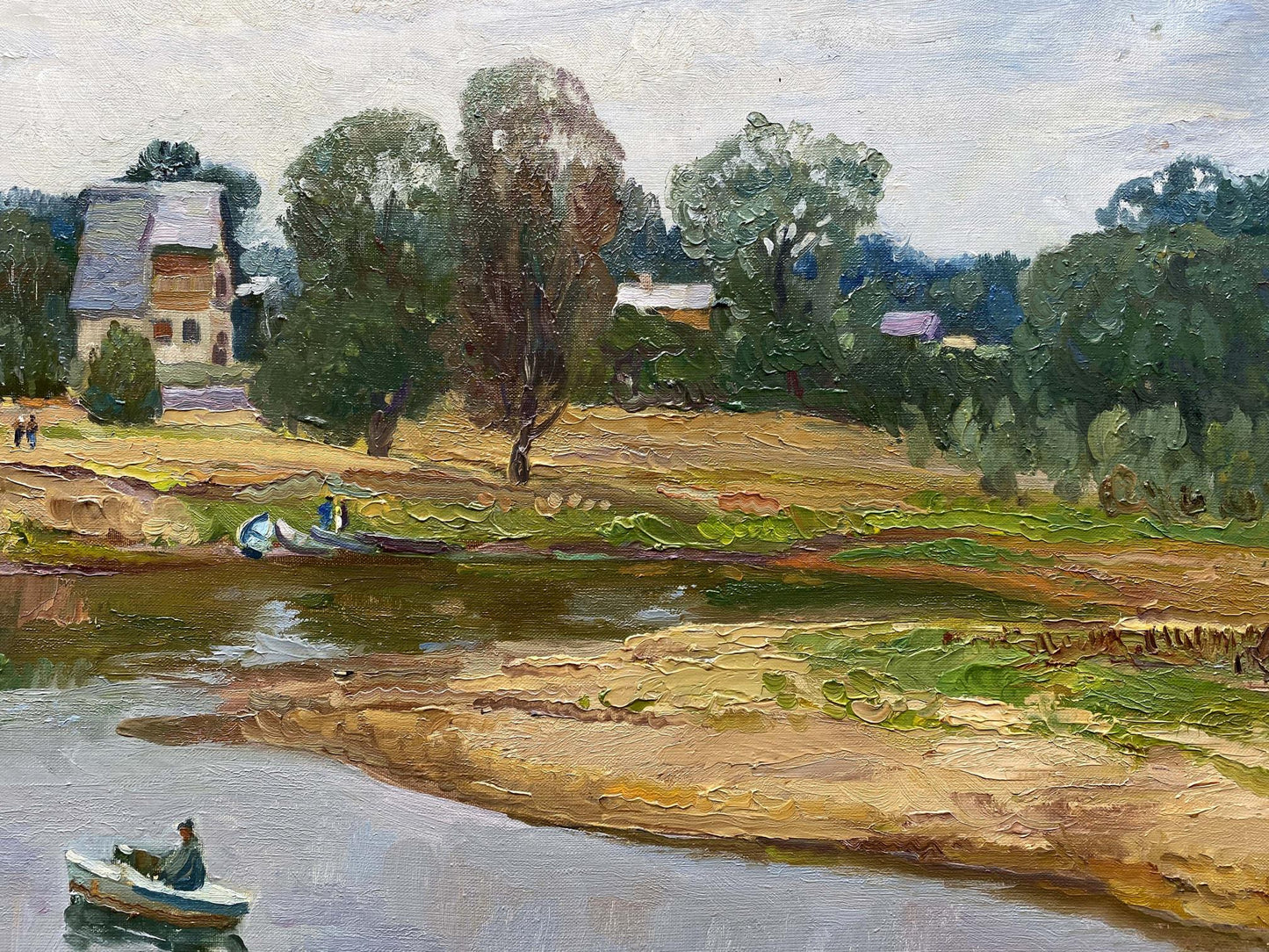 Oil painting River landscape Unknown artist