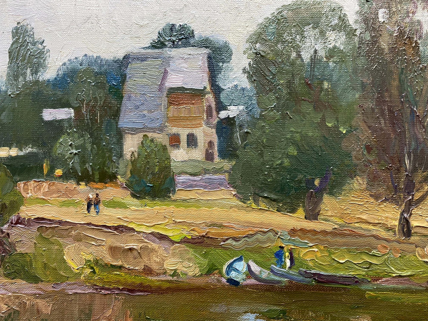 Oil painting River landscape Unknown artist