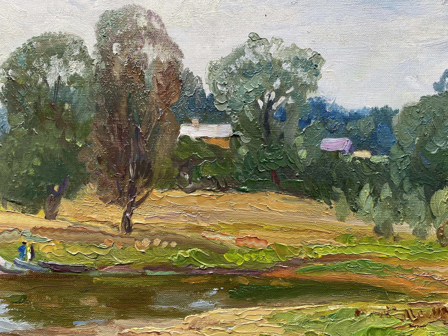 Oil painting River landscape Unknown artist