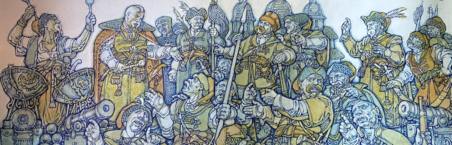 Ink painting Gogol and Taras Bulba Litvinov Oleg Arkad'yevich