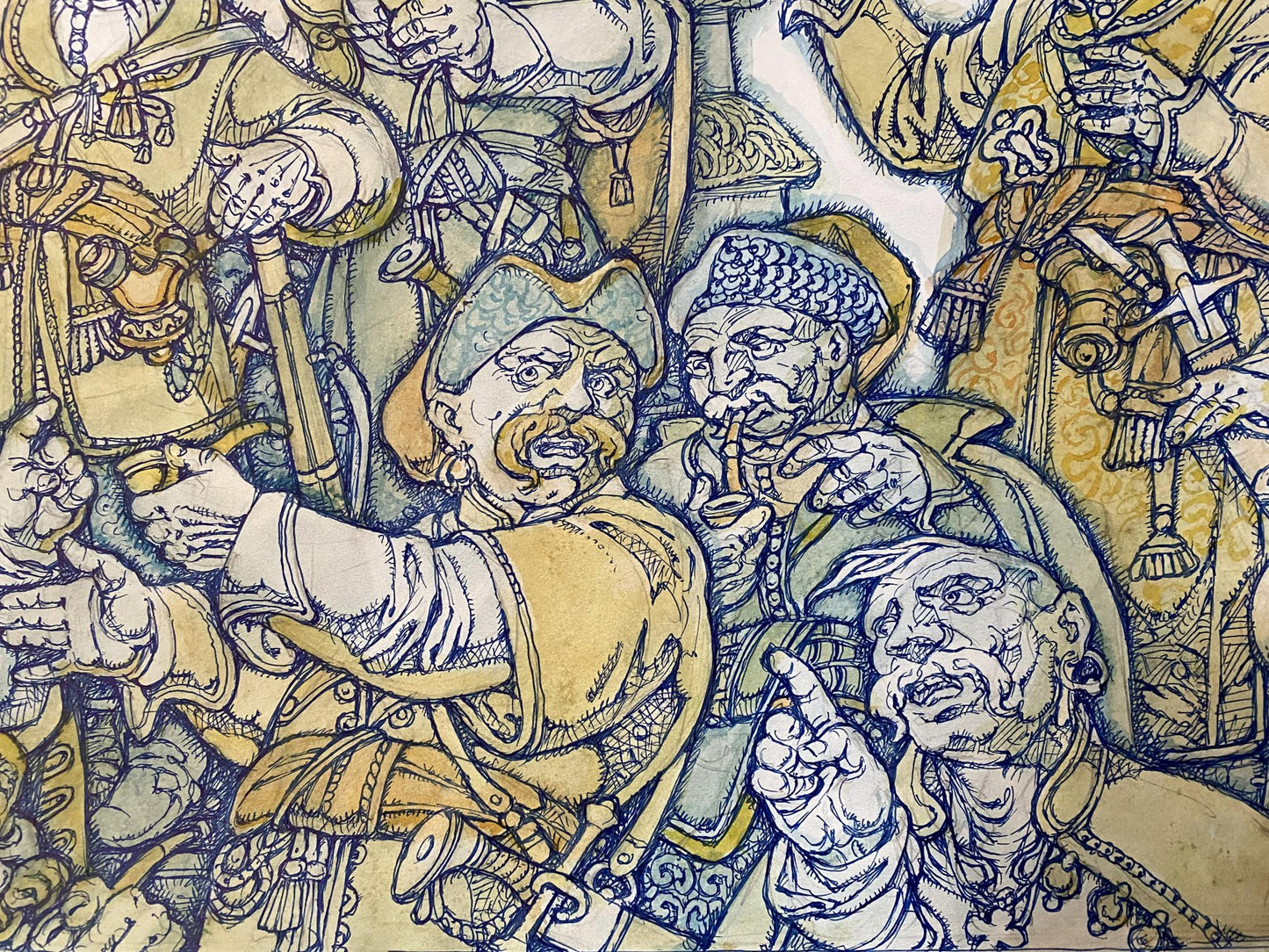 Ink painting Gogol and Taras Bulba Litvinov Oleg Arkad'yevich