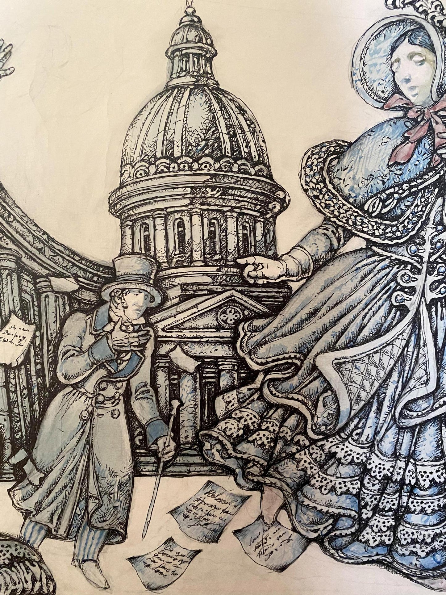 Ink painting Gogol and St. Petersburg Tales Oleg Litvinov