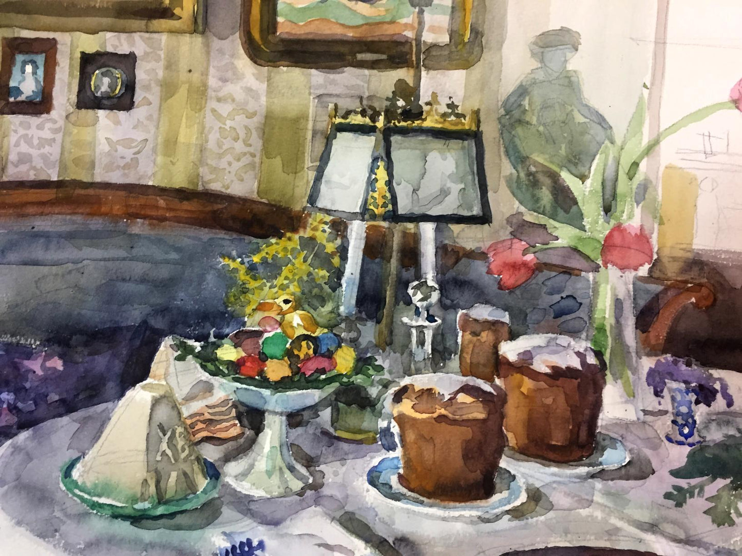 Watercolor painting Easter table Kryzhanivskyi Viktor Vladimirovich