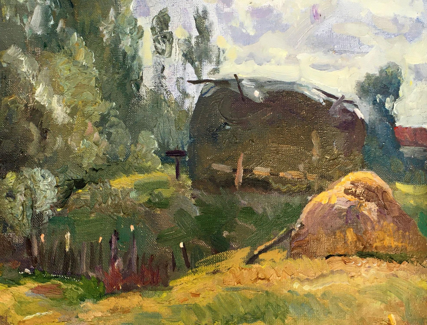 Oil painting Cloudy day near the river Alexander Mynka