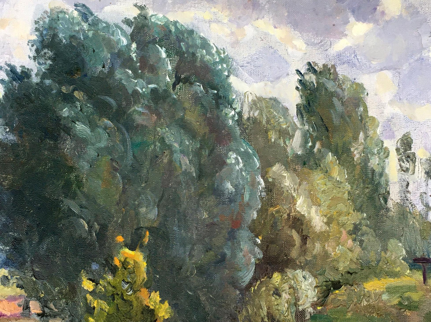 Oil painting Cloudy day near the river Alexander Mynka