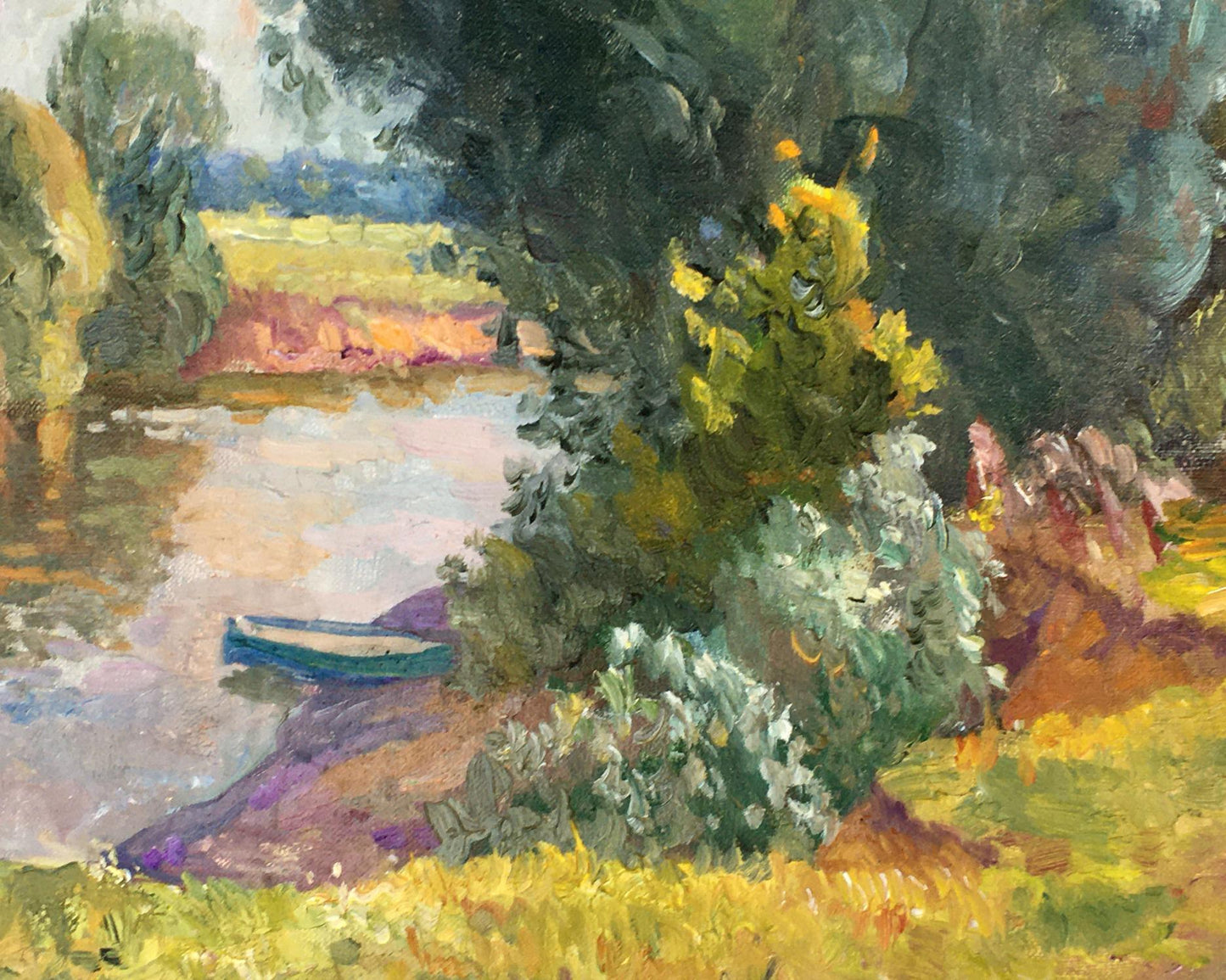 Oil painting Cloudy day near the river Alexander Mynka