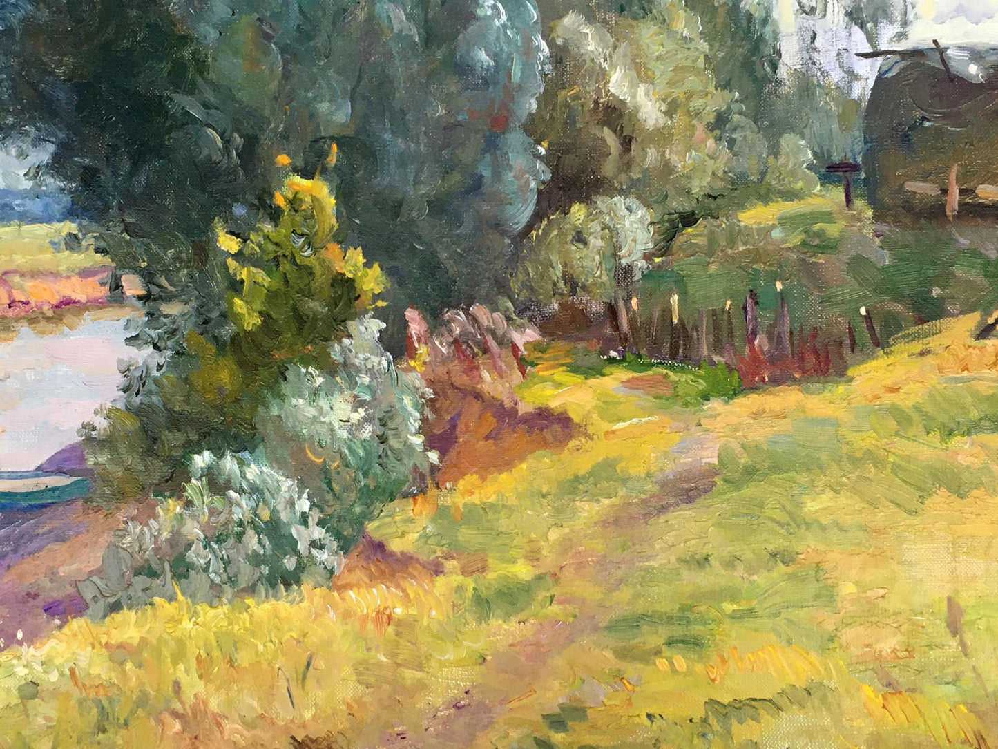 Oil painting Cloudy day near the river Alexander Mynka
