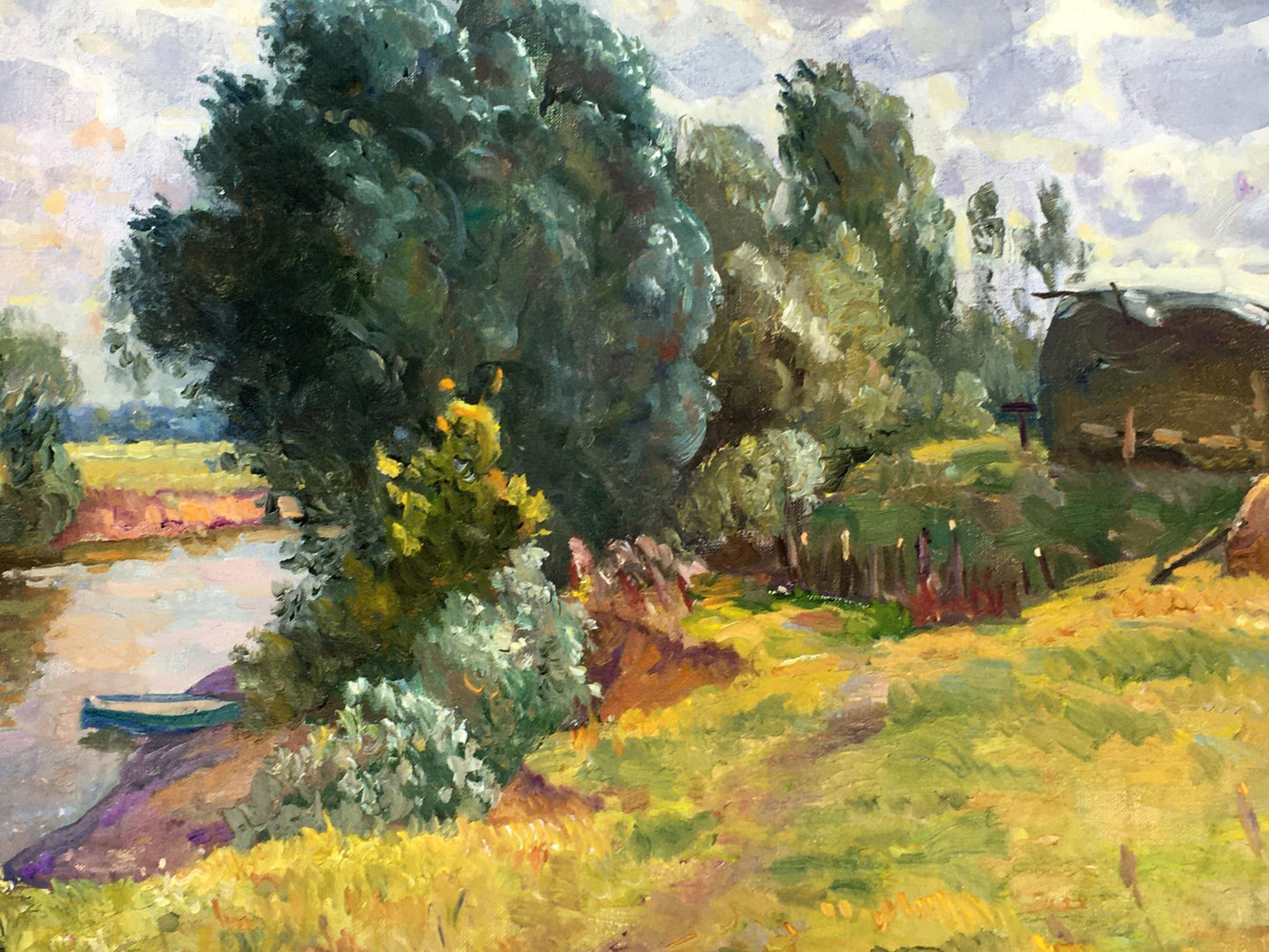 Oil painting Cloudy day near the river Alexander Mynka