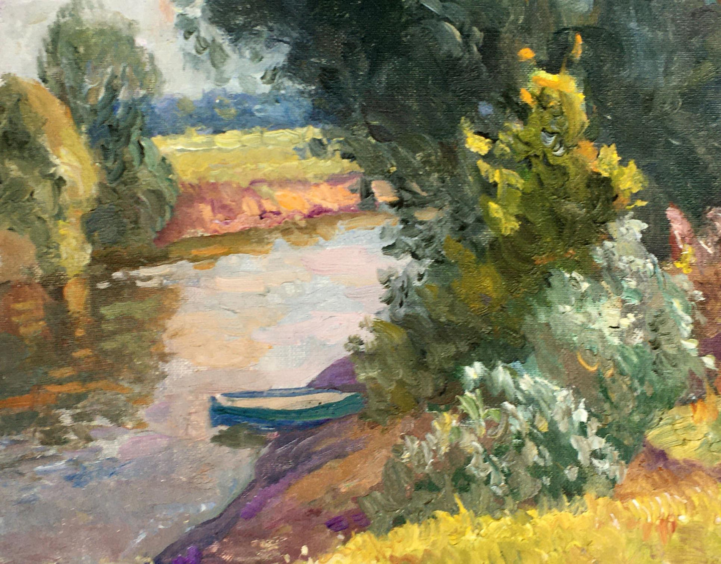 Oil painting Cloudy day near the river Alexander Mynka