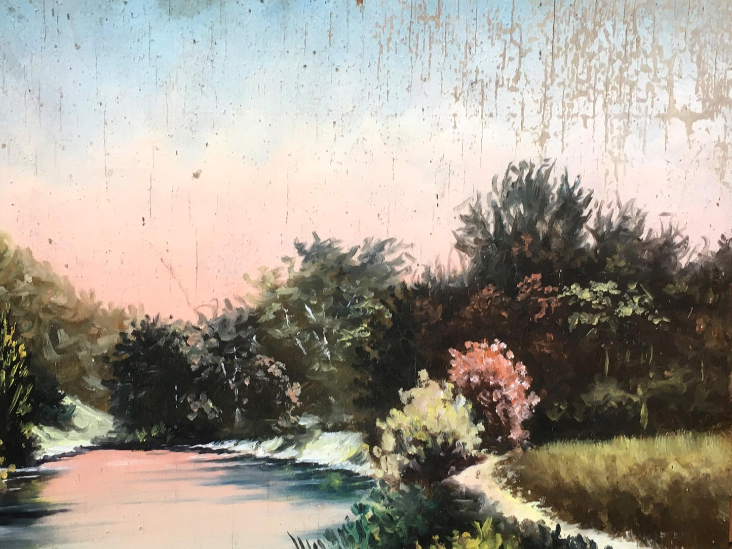Oil depiction of a glade in the forest