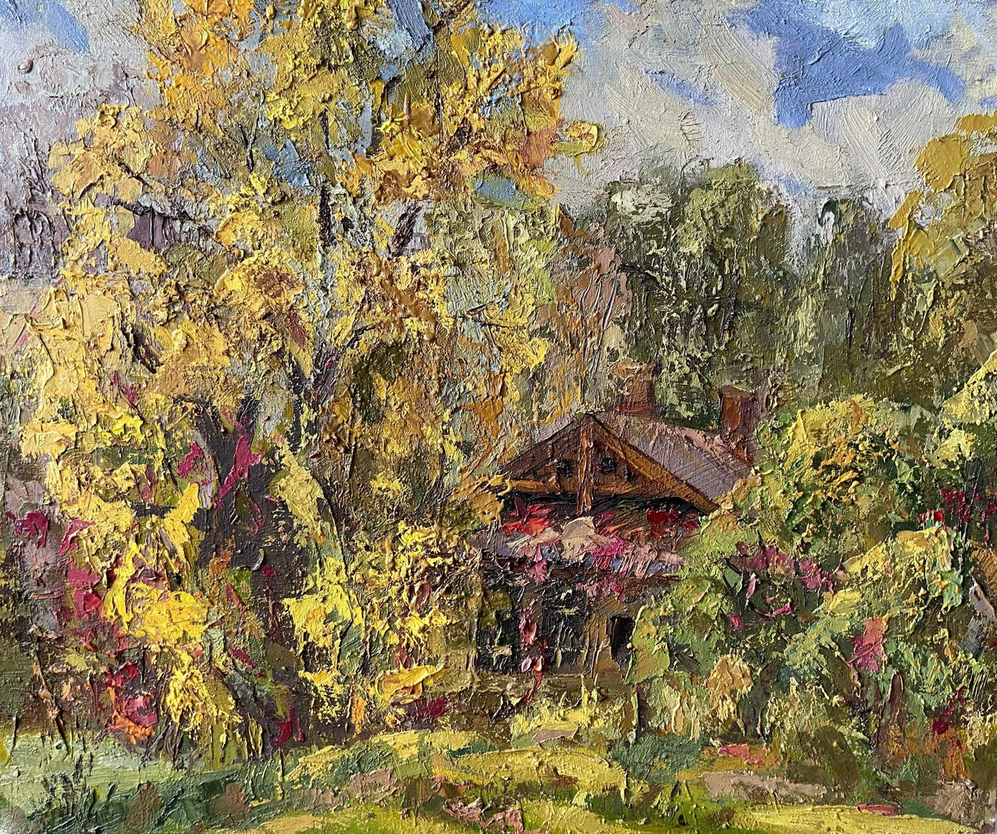 Oil painting Autumn in the village Gaponchenko Ivan Ivanovich
