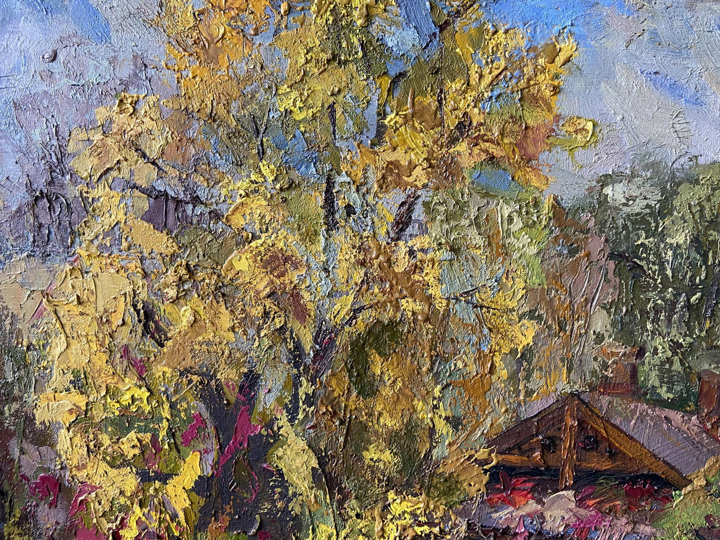 Oil painting Autumn in the village Gaponchenko Ivan Ivanovich