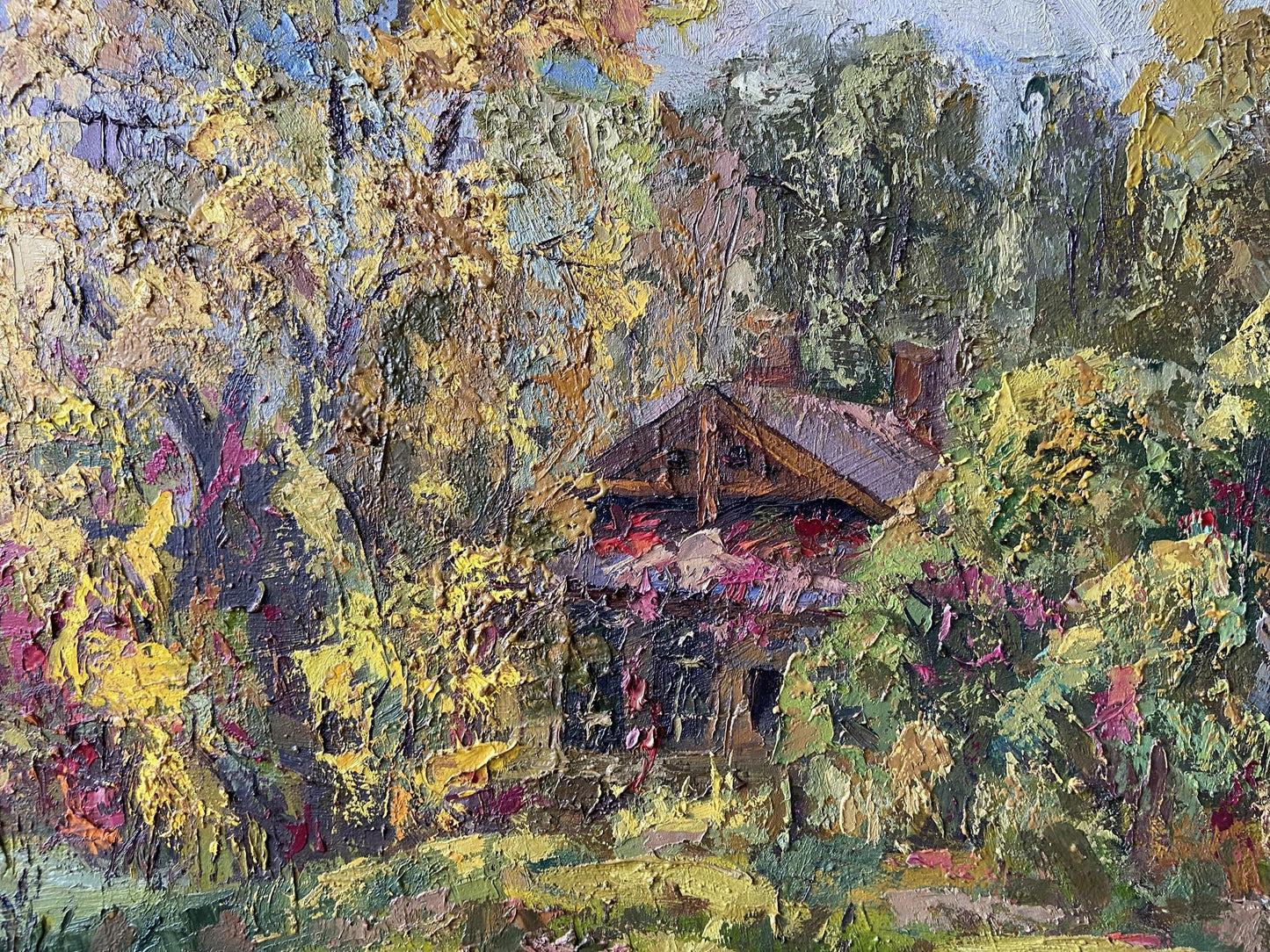 Oil painting Autumn in the village Gaponchenko Ivan Ivanovich