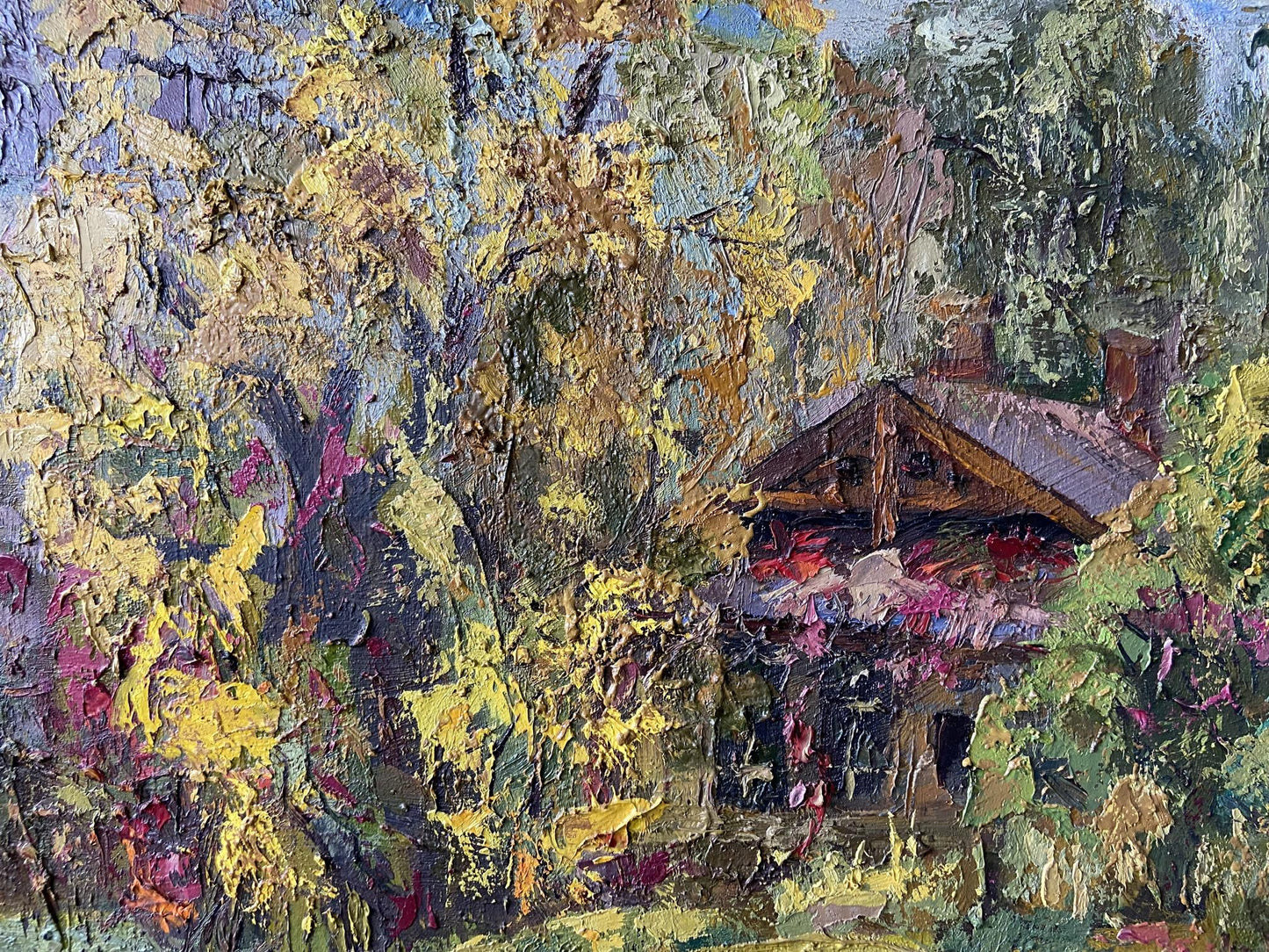 Oil painting Autumn in the village Gaponchenko Ivan Ivanovich