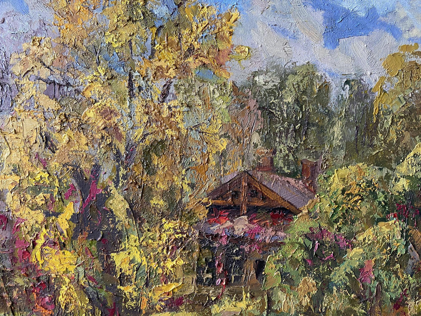 Oil painting Autumn in the village Gaponchenko Ivan Ivanovich